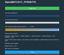 Screenshot of OpenBK7231T interface with LED settings control.