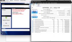 Screenshot of S11 firmware flasher v2.0 and CrystalDiskInfo 9.5.0 programs.