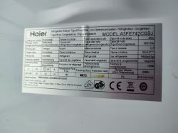 Tabliczka znamionowa lodówki Haier A3FE742CGBJ