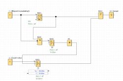 Schemat logiczny z timerami i czujnikiem ruchu sterującym lampą