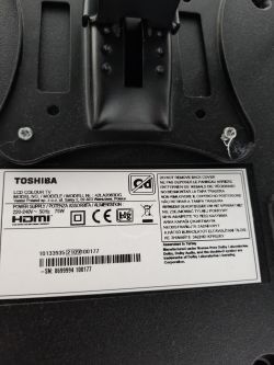 Label on the back of a Toshiba TV showing model number 42LA2063DG