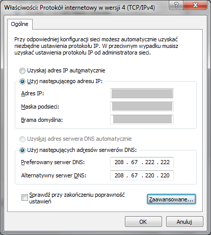 Przyspieszanie internetu poprzez modyfikację DNS Windows 7 Vista XP