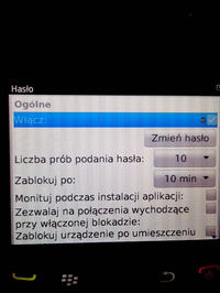 BlackBerry - Usunięcie blokady ekranu - zablokowane