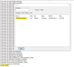 A flash memory programming software window with the GD25Q80_CLONE chip selected.