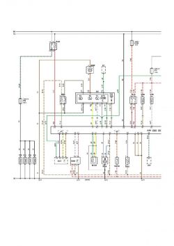 Schemat elektryczny pojazdu z różnymi połączeniami i symbolami