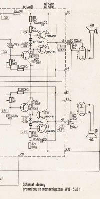 Schemat wzmacniacza gramofonu z tranzystorami BD243C, BD244C i BC528B