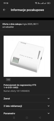 Biały potencjometr VTS Volcano do nagrzewnicy z widoczną nazwą i otworami wentylacyjnymi