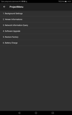 Zrzut ekranu z menu serwisowego ProjectMenu na tablecie Huawei MediaPad M3 Lite 10.