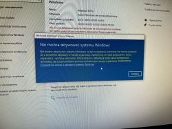 Komunikat błędu aktywacji systemu Windows 10 Pro.