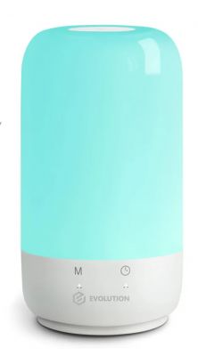 Lamp with Colorful Shade Lamp with a white base and a glowing turquoise shade.
