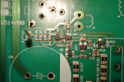Close-up of a circuit board with electronic components.