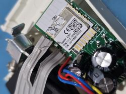Close-up of a CBU module on a circuit board with wires.