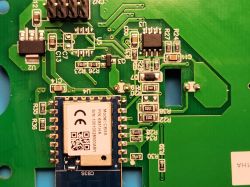 Close-up of a circuit board with a CB3S module and electronic components.