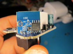 Inside of Smart Plug Featuring BL0937 Circuit Close-up of the measurement circuit inside a smart plug.