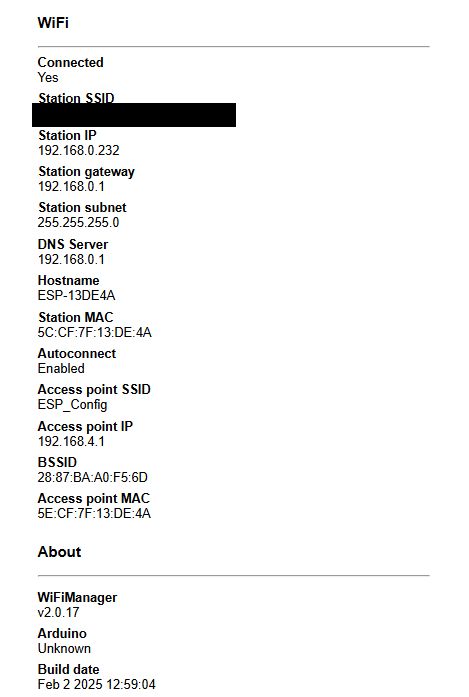 WiFiManager Information Panel Screenshot of WiFiManager information panel.