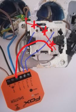 Connecting a wall switch to a FOX Shutter module - configuration and diagram