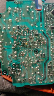 Close-up view of a circuit board with electronic components.