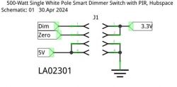 Schematic of smart dimmer switch with PIR for 3.3V and 5V power.