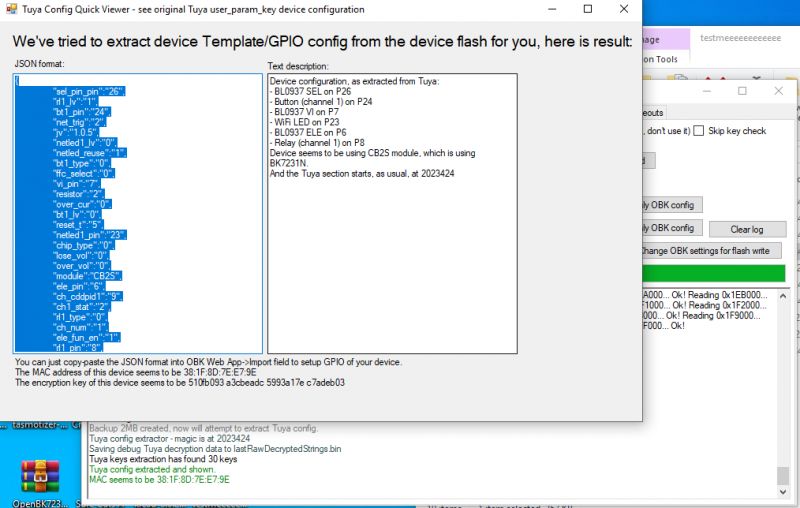 Displaying Tuya Configuration in Tuya Config Quick Viewer Screenshot of Tuya Config Quick Viewer showing device configuration in JSON format.