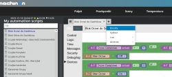 Screenshot of Domoticz user interface showing automation scripts.