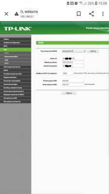 Problem z konfigiracją routera w trybie Static IP Problem z konfigiracją routera w trybie Static IP
