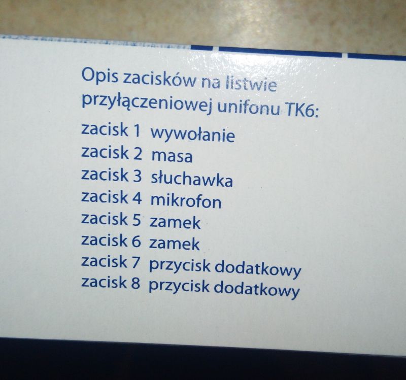 Podłączenie słuchawki Wekta TK6 do starego domofonu głośnomówiącego