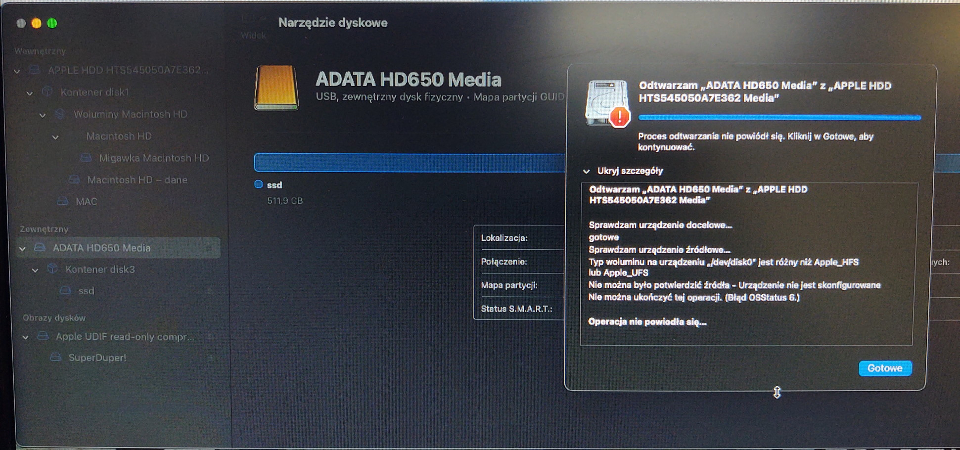 [Rozwiązano] Mac Mini 2014 Jak sklonować system z HDD na SSD?