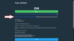 User interface of the Test_Switch app with brightness adjustment sliders.