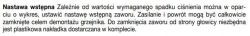 Tekst instrukcji dotyczącej nastawy wstępnej zaworu.