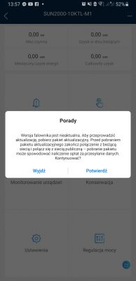 Jak zaktualizować falownik HUAWEI? Problem z dokończeniem procesu.