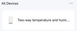 Two-way temperature and humidity device on the device list in the Tuya app.