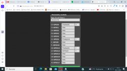 Tasmota module configuration screen with various GPIO settings.