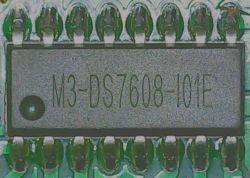 M3-DS7608-101E Chip on Circuit Board Close-up of M3-DS7608-101E chip on a circuit board.