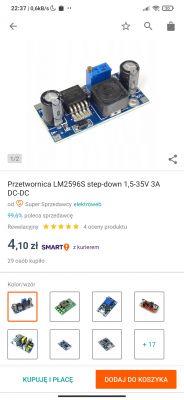 Dobór przetwornicy step-down do ładowania BMS 3s z ogniwami 18650 za pomocą panelu słonecznego
