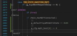 Snippet of code in a text editor showing logic for setting Wi-Fi and MQTT states.
