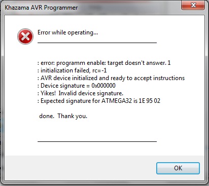 Brak komunikacji atmegi32 z usbasp