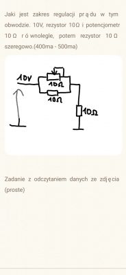 Schemat obwodu elektrycznego z rezystorami i potencjometrem