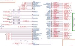 Wykres schematu elektronicznego z różnymi układami i połączeniami.