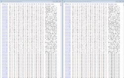 Screenshot of two opened binary files in a HEX editor.
