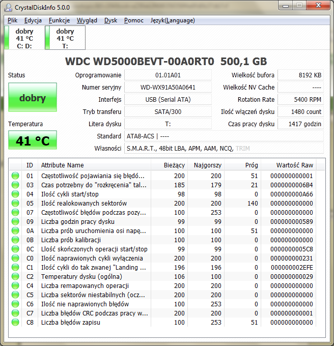 WDC WD5000BEVT dziwne zachowanie - elektroda.pl