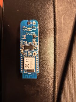 Electronic module with blue PCB and white Bluetooth chip
