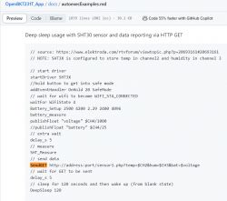 Screenshot of an example script using the SHT30 sensor and sending data via HTTP GET.