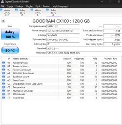 Screenshot of CrystalDiskInfo showing the status of a GOODRAM CX100 120 GB drive.