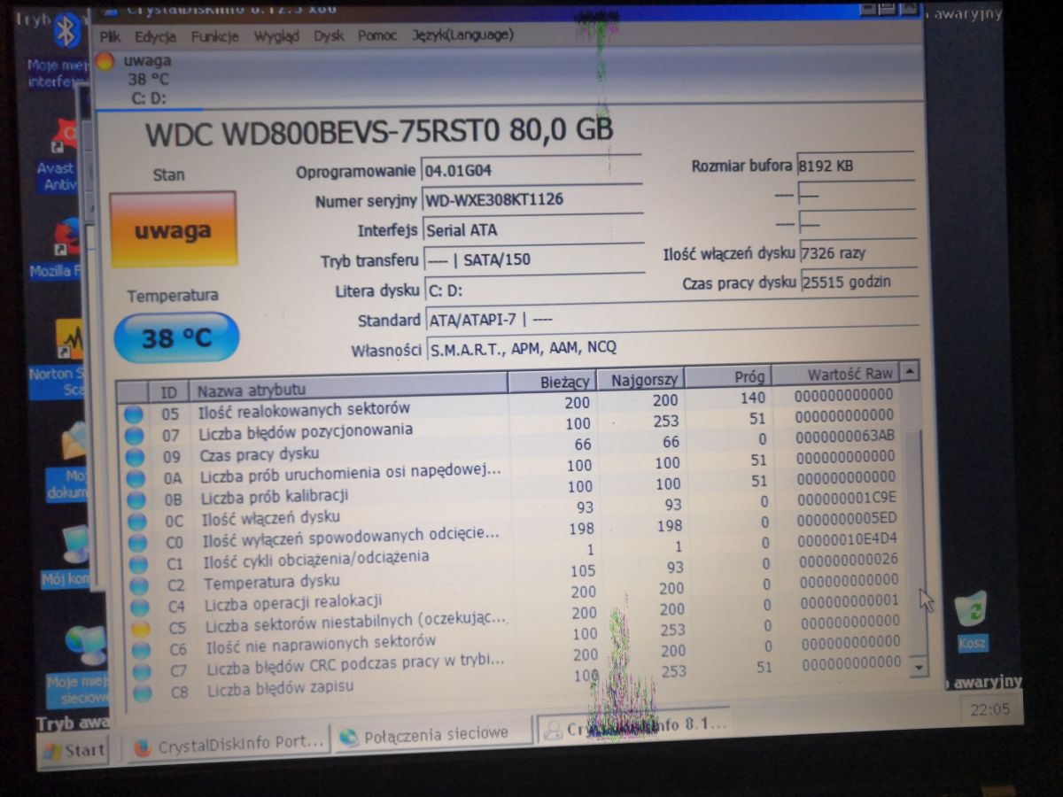Prośba o ocenę stanu dysku WD800BEVS 75RST0 elektroda.pl