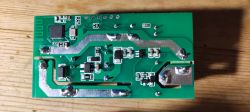 PCB of the ESP8285 module with integrated circuits and tracks.