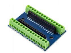 Shield do Arduino Nano z zielonymi złączami śrubowymi ARK i pinami żeńskimi