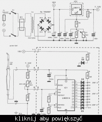 Prosty schemat elektroniczny lutownicy transformatorowej - zadanie szkolne