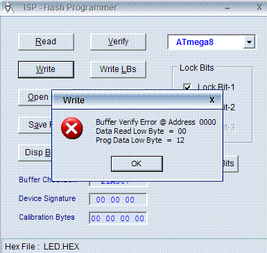 [ATmega8 + AVR ISP (364K)] Błąd zapisu