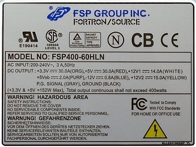Fortron model: FSP400-60HLN strzelił i nie działa.