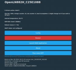 OpenLN882H user interface showing system information and configuration options.